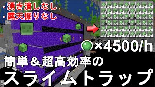 【マイクラ1.20/1.19】簡単＆超高効率のスライムトラップの作り方解説！1時間にスライムボールが4500個以上入手可！【マインクラフト/Minecraft/JE/ゆっくり実況】