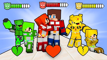 JJ Optimus Prime vs Mikey Transformer vs Bananakid Bumblebee with Girl - Maizen Minecraft Animation