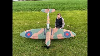 ZIROLI 1/4.4 SPITFIRE MK1A RC  MAIDEN / DEADSTICK LANDING  EME 60cc PETROL  DEANO AT NLMFC  2024