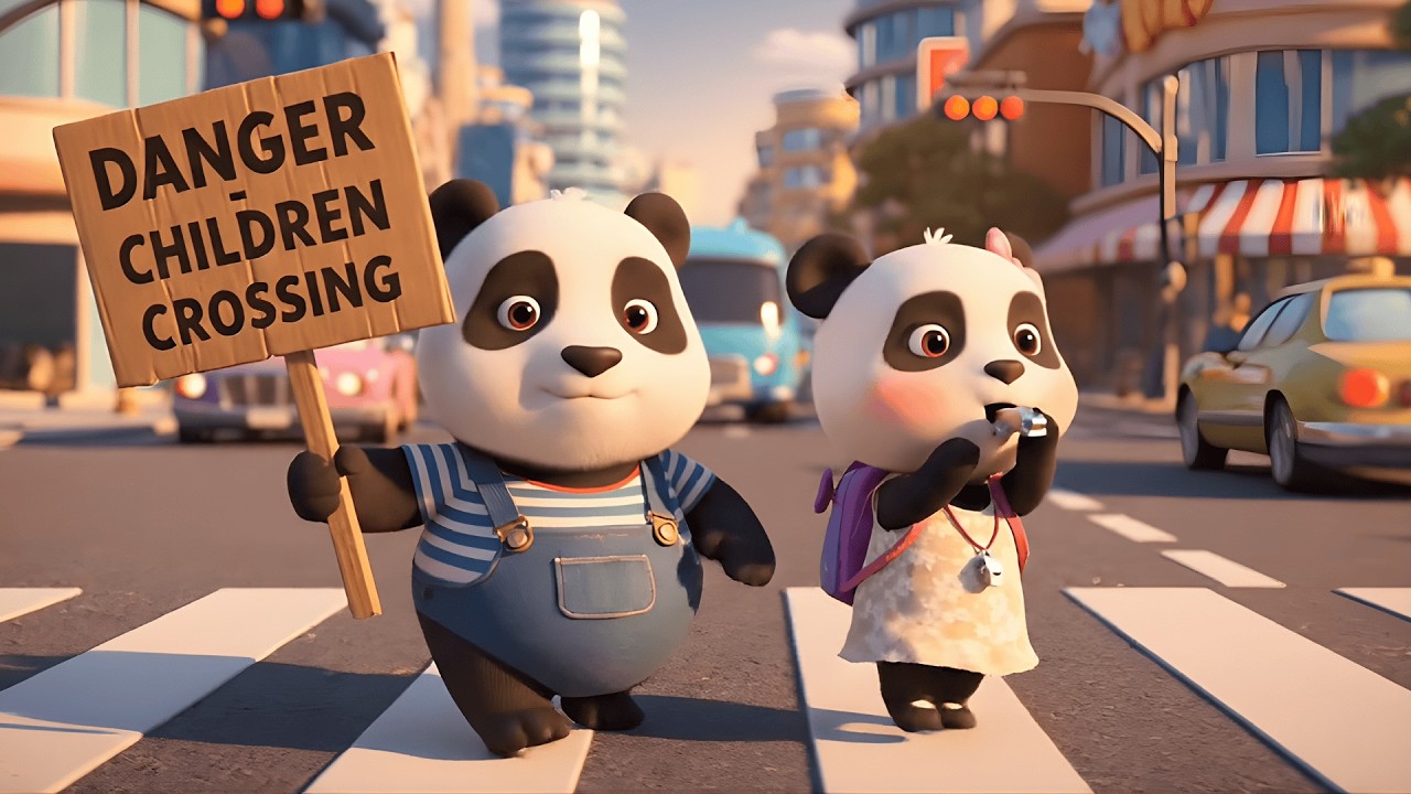 🐼 Do You Know How to Cross a Busy Intersection Safely? 🚗 | Baby Panda