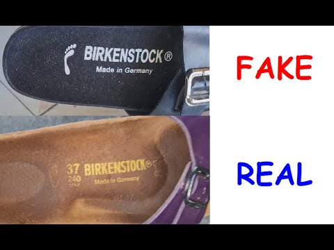 Real vs fake Birkenstock sandals . How to spot fake Birkenstock Madrid  sandals and slippers - YouTube