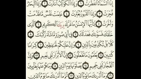 سورة الأنفطار مكتوبة/بدون حقوق النشر