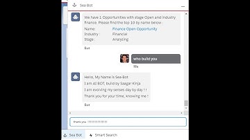 Salesforce Einstein AI powered - "Sea Bot", A home grown and fully customized Bot.
