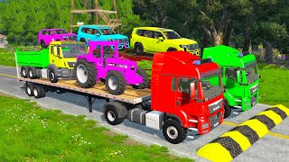 Flatbed Truck McQueen | Transportation with Truck - Pothole vs Car #117 | BeamNG.Drive Gameplay screenshot 2