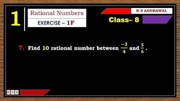Math Class 8 | Exercise- 1F | Qus. 7 | Rational Numbers | Chapter - 1 | R S AGGARWAL  #mvo