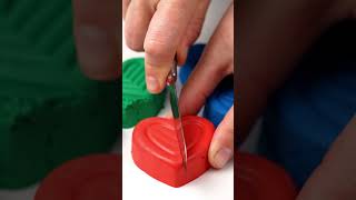 Heart Shape Clay Cutting ASMR ❤️🔪 So satisfying and relaxing to watch!#ASMR #ClayCutting #HeartShape