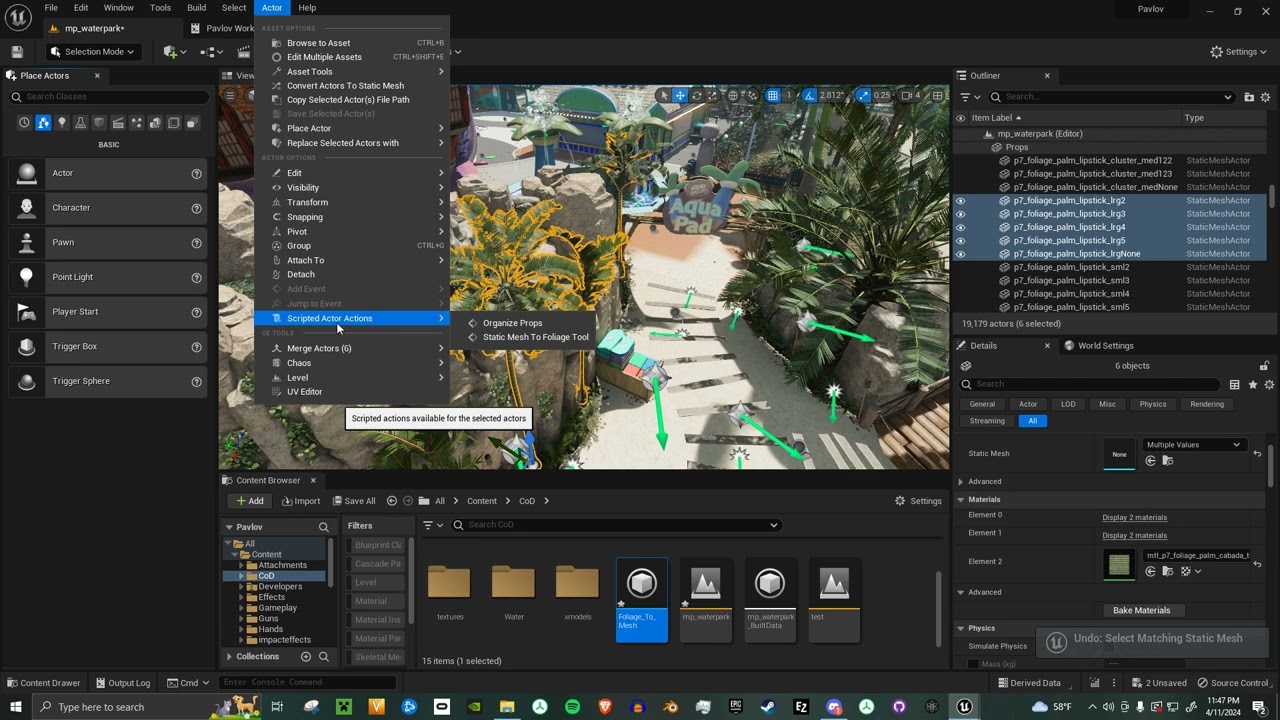 Static Mesh To Foliage Blueprint Showcase