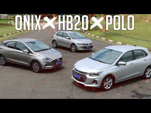 Comparativo Onix x HB20 x Polo — versões topo com motor 1.0 turbo e câmbio automático