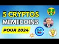 Top 5 des memecoins pour 2024  potentiel x100 en bull run 