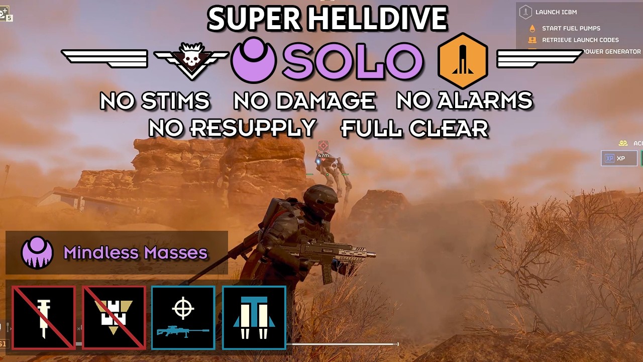 Helldivers 2 - Launch ICBM (Super Helldive Solo / No Stims, No Damage ...