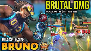 GLOBAL BRUNO BEST 1 HIT BUILD 2025 (100% BROKEN)- MLBB