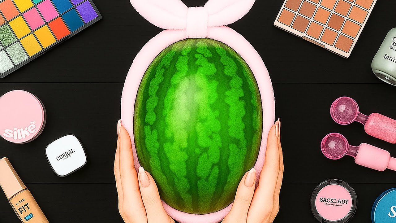 ASMR Makeup on Watermelon 🍉 with Chill Music #8 | Satisfying Visuals