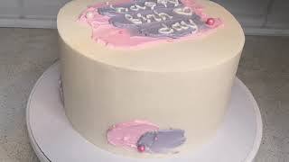 Трендовый торт с мазками и надписью от сборки до оформления. #торт