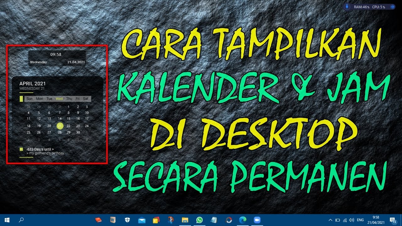 Cara Menampilkan Kalender dan Jam Di desktop Windows 10 Secara Permanen