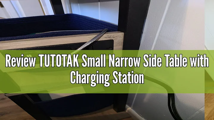 Review TUTOTAK Small Narrow Side Table with Charging Station, Skinny End Table for Small Spaces, Sli