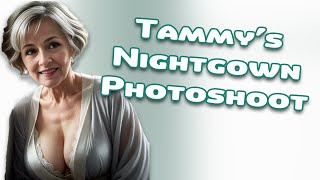 Tammy's Night Gown Photoshoot | Older Natural Woman over 60 in Attractive Dress