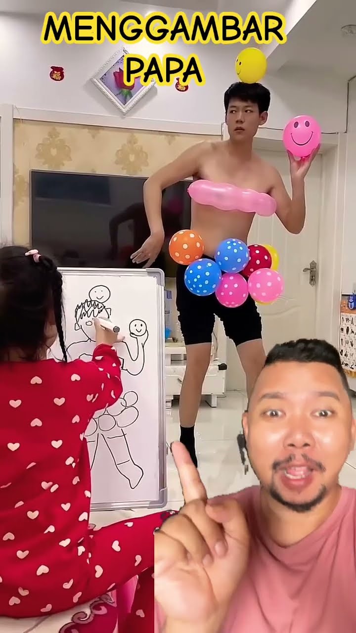MENGGAMBAR PAPA BAWA BALON!!!?? #shortsfeed #shorts #funny