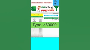 #shorts | Excel Me Advanced Filter Function ka use Kaise kare Sales Report Me | #Filter In Excel