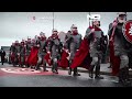 Scottish vikings march through the streets for Up Helly Aa festivities