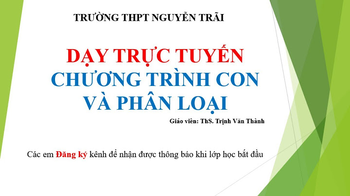 Chương trình con được phân thành những loại nào