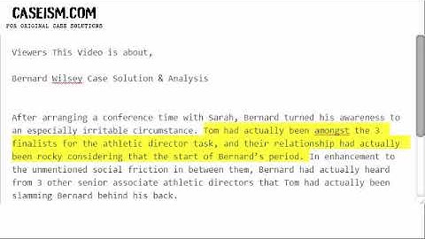 Bernard Wilsey Case Solution & Analysis- Caseism.com