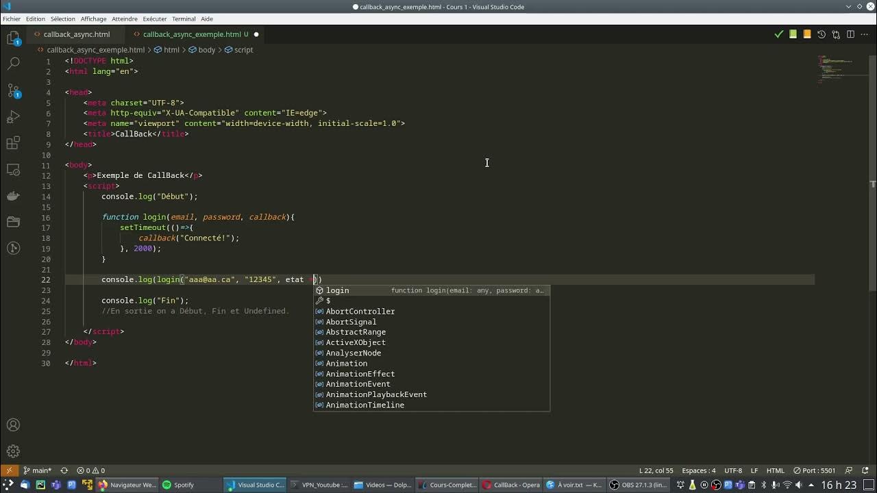 Exemple d'utilisation d'un CallBack en JavaScript - YouTube
