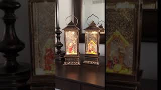 KESYOO Nativity Scene Lighted Water Lantern Lighted Christmas Snow Globe Lantern Xmas Holiday Home Decorations Black