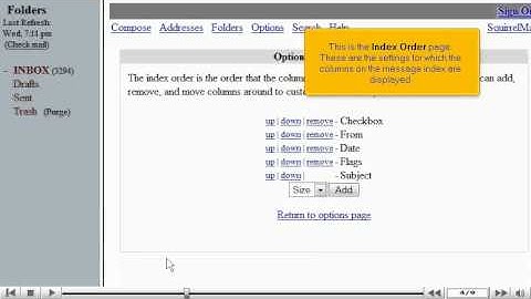 How to modify the index order in Squirrel Mail - canadian Web Hosting