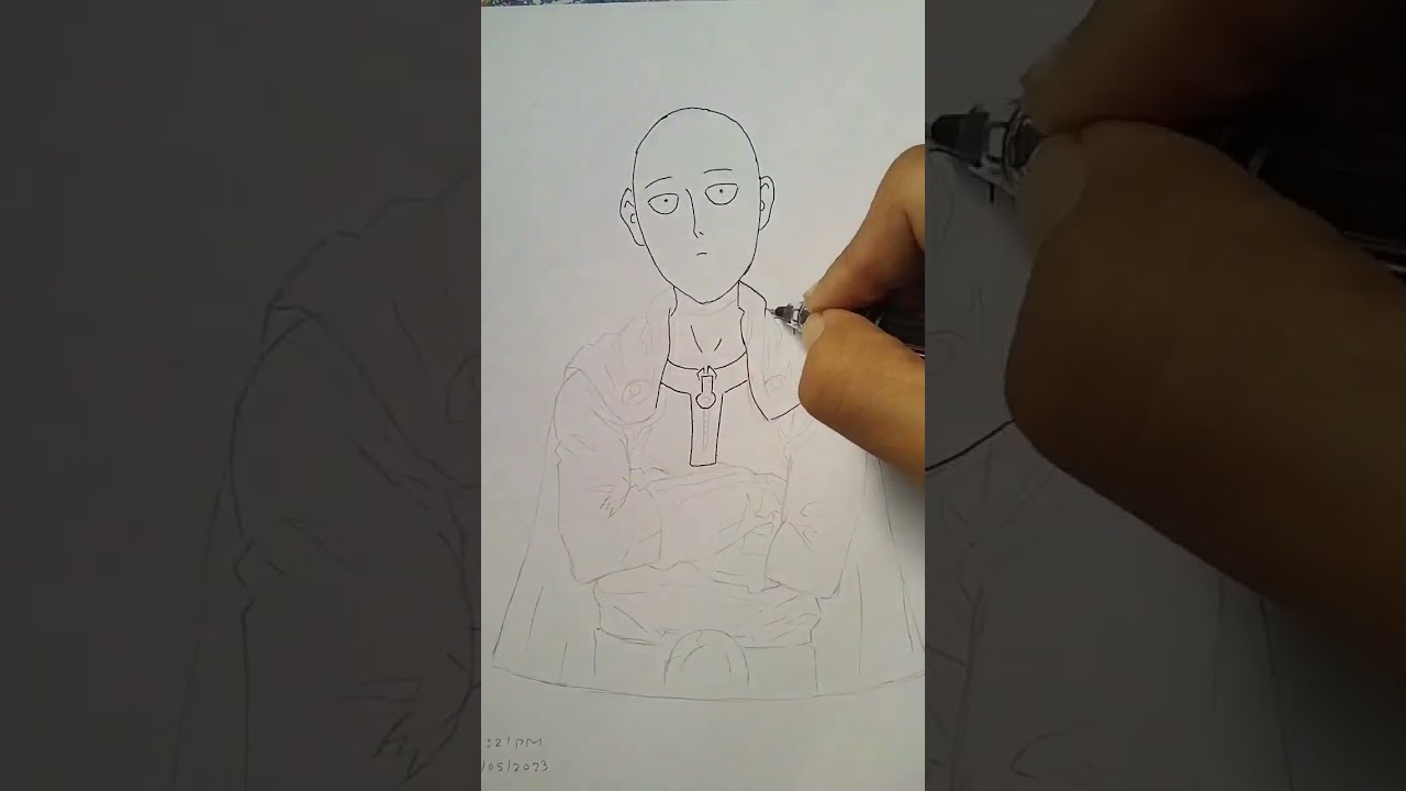 Draw Saitama One Punch Man 🔥👊| #shorts #anime #drawing #onepunchman #eminem