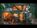 ☔️PEACEFUL RAINY CAMPING IN A NEW POP-UP CARAVAN