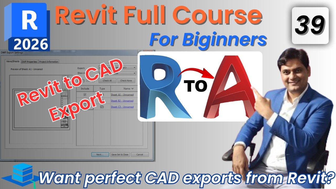 #39 Revit 2026 Tutorial for Beginners | Revit to CAD Export Explained ...