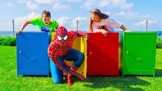 Magic Boxes Superhero and more funny challenges with Adriana and Ali