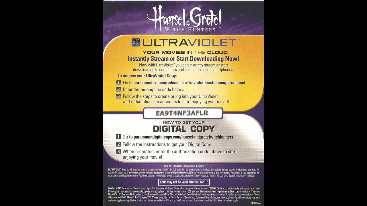 ultraviolet digital copy