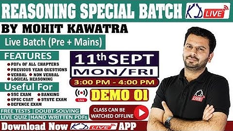 Reasoning Special Batch By Mohit Sir | Demo 01 Foundation Batch For SSC Students!  @KD_LIVE ​