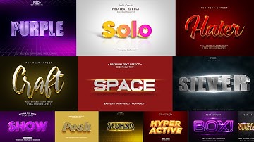 12+ Set Of 3D Text Effect  In PSD Files |English| |Photoshop Tutorial|