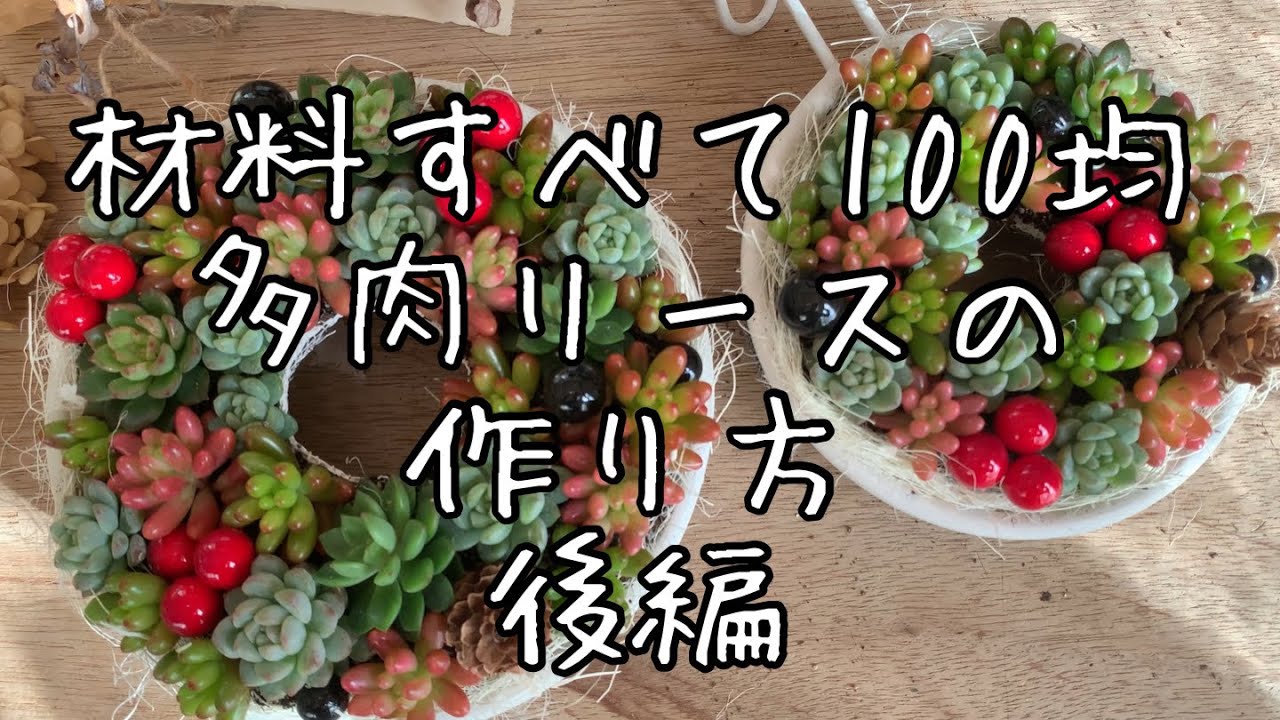 多肉植物 100均のザルでクリスマスリース後編 リースの作り方 Youtube