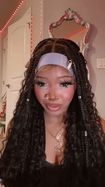  Boho Medium Knotless Box Braids with Curls Over Hip-Length 36” Full ...