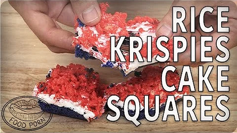 How to Make 4th of July Red White & Blue Rice Krispies Treat Cake Squares: Dessert Recipes