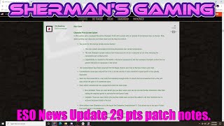 ESO News Update 29 pts patch notes.