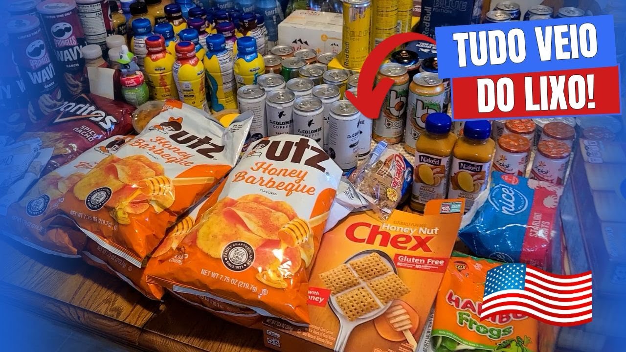 Mais um SUPER ACHADO de Bebidas e Biscoitos no DUMPSTER das LOJAS nos ESTADOS UNIDOS