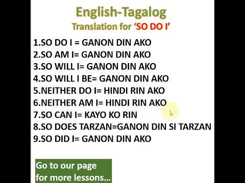English Tagalog Translation For So Do I So Am I So Did I Neither Do I So Can I Shorts English