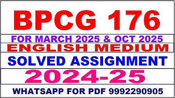 BPCG 176 solved assignment 2024-25 | BPCG 176 solved assignment in english 2025 | BPCG 176 2024-25