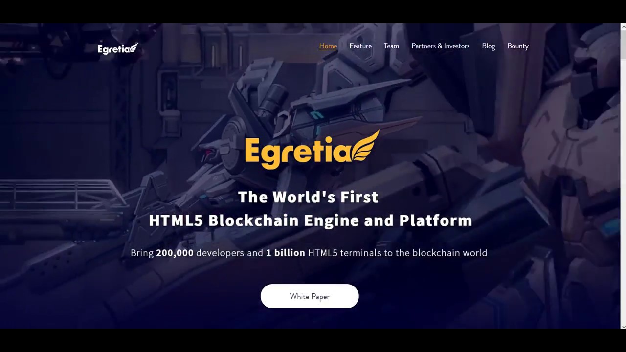 Egretia  - первый в мире движок на основе блокчейна!