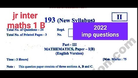 AP Jr.Inter MATHS 1B Important questions 2022