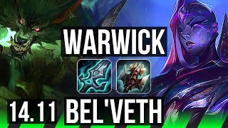 WARWICK vs BEL'VETH (JGL) | 12/0/4, Legendary, 1200+ games | KR Master | 14.11