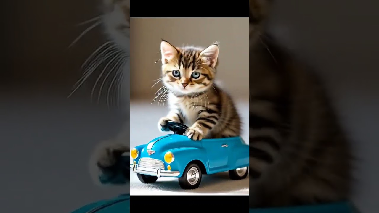 kitten driving toy car 🚗🚗🚗#short#shorts#song#music#cat#cutecat#kitten