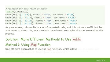 Efficiently Print Large Data Frames Using kable in R