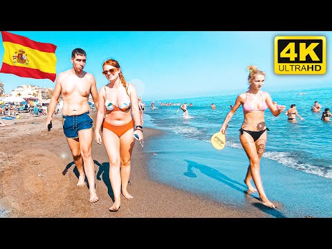 Beach Walk Playa Rincon de la Victoria Summer 2022 Costa del Sol | Málaga, Spain [4K]