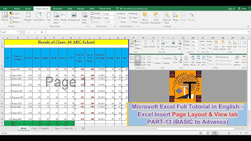 Microsoft Excel In English Part-13 ||Page Layout Tab || View Tab