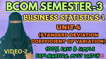 UNIT-4 Standard Deviation & Coefficient of Variation STATISTICS Full explanation ✅💯| 100% FULL MARKS